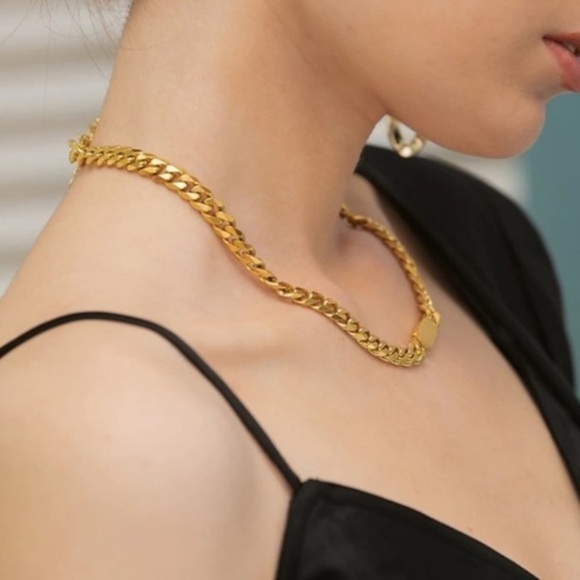 New 18k gold plated chunky link chain necklace - Picture 8 of 12